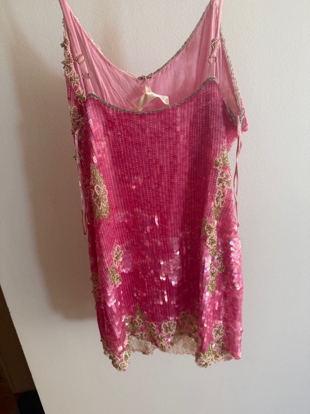 LoveShackFancy Pink Sequin Floral Mini Dress - Picture 12 of 15